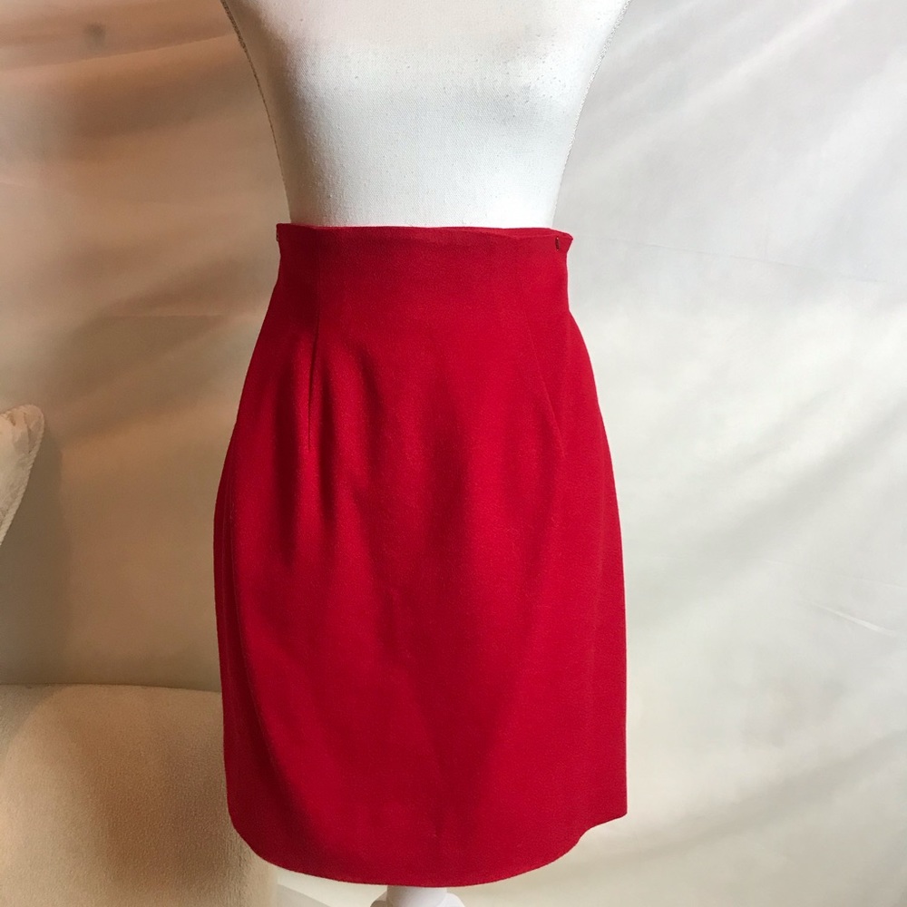 100 % Wool red mini skirt size 2